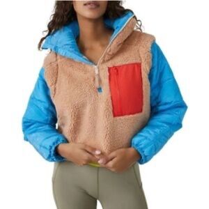 Free People movement scenic route color block 1/2 zip pullover jacket, size XS